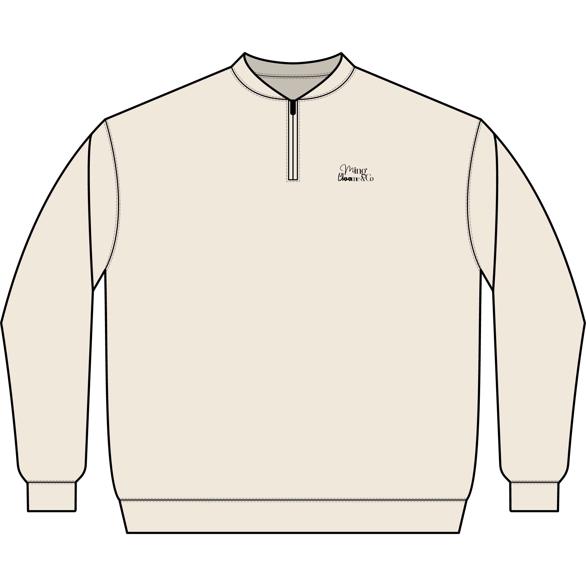Classic Q-Zip Sweatshirt — Minimal Chest Script